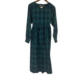 Vintage Erika Classics Womens Maxi Dress Size LARGE Plaid Dark Academia Scholar